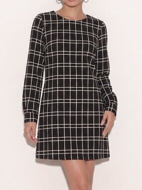 Banana Republic Black & White Grid Shift Dress